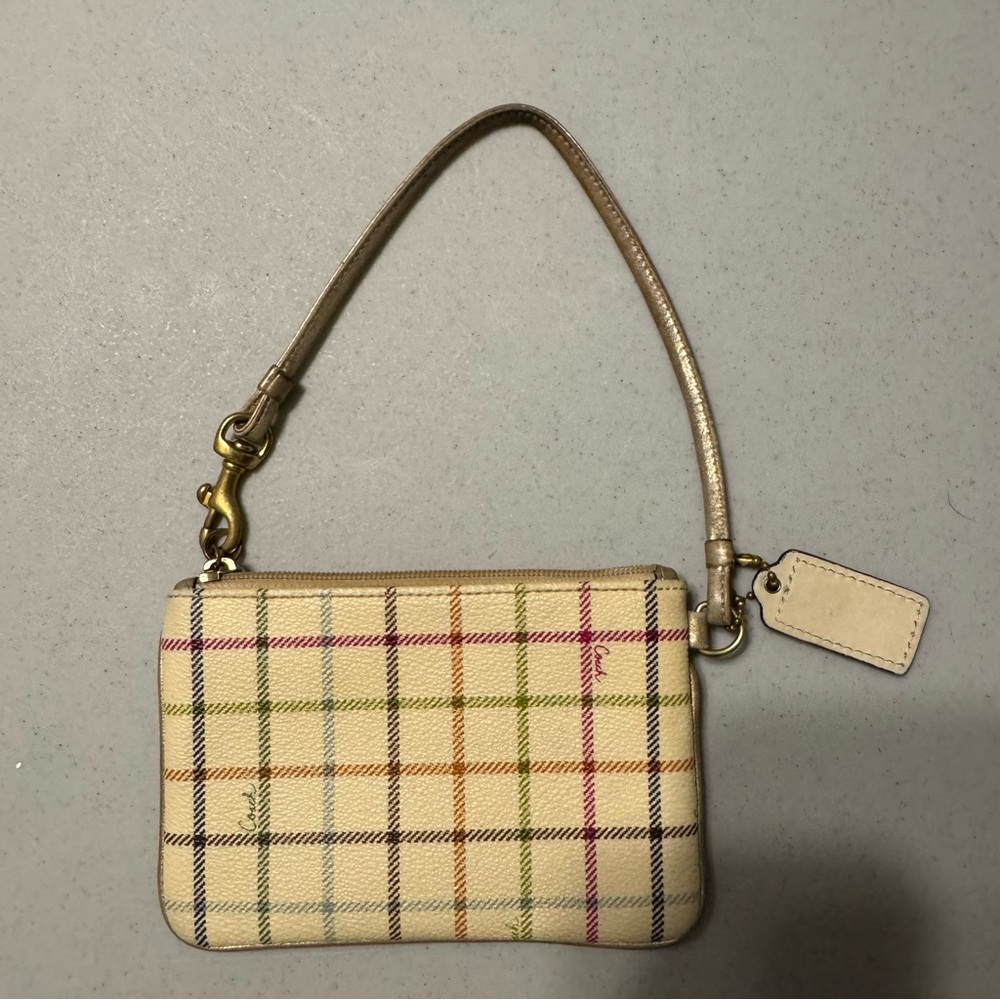 Coach Plaid Wristlet with Gold Accents - Picture 2 of 3